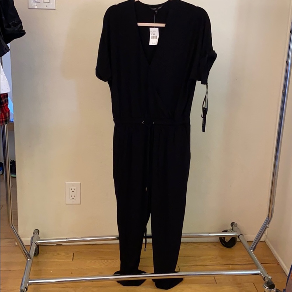 Short sleeve crossover jumpsuit
